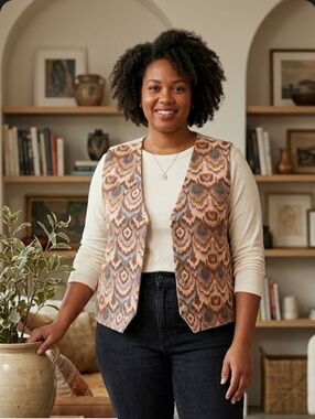 Eaton Vintage Tapestry Women Vest Sz 2XL